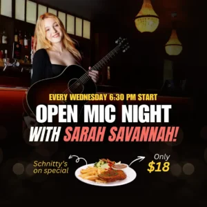 Every Wednesday, Open Mic & 𝗦𝗰𝗵𝗻𝗶𝘁𝘁𝘆 𝗡𝗶𝗴𝗵𝘁